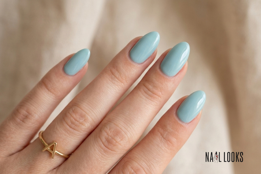 simple solid blue beach nail polish