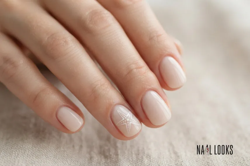 Simple White Starfish on Nude Base