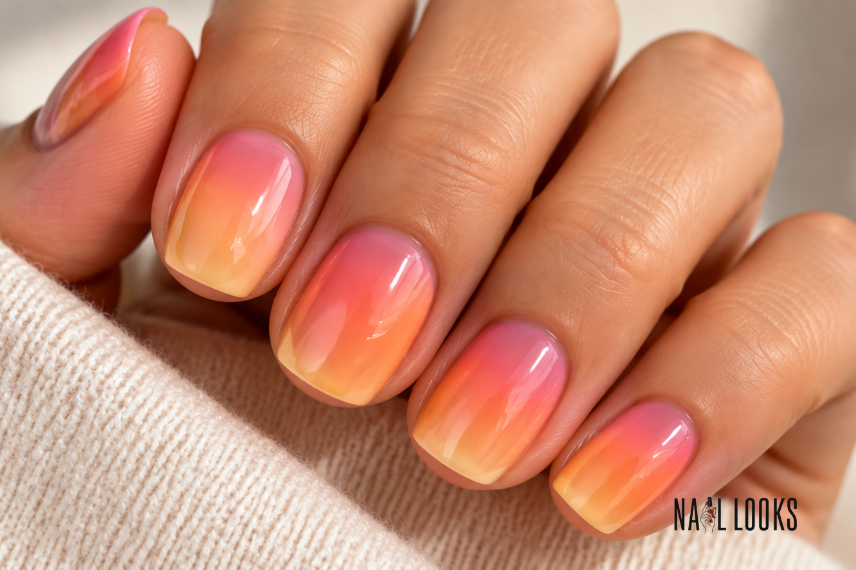 sunset aura short nails