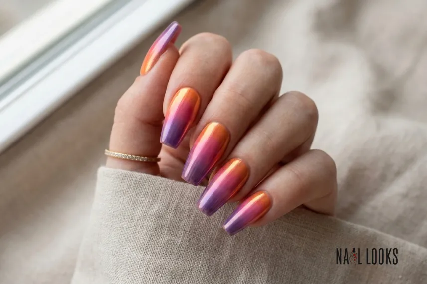 Sunset Chrome Nails