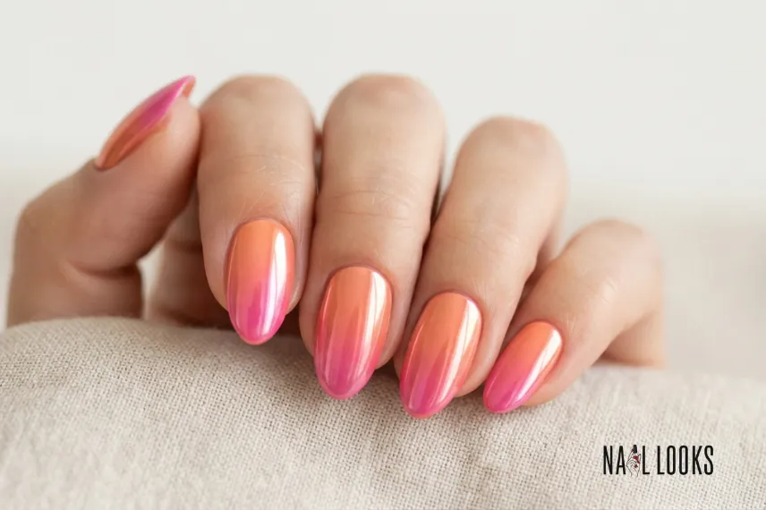 Sunset Nails with Chrome