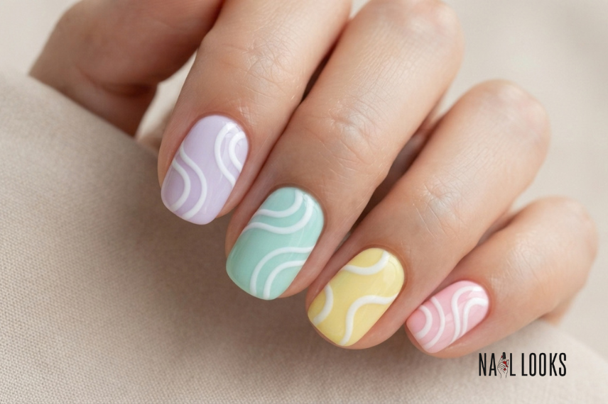 colorful swirl nail designs for summer
