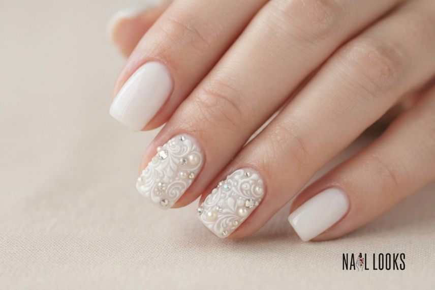 textured summer nails with raised details