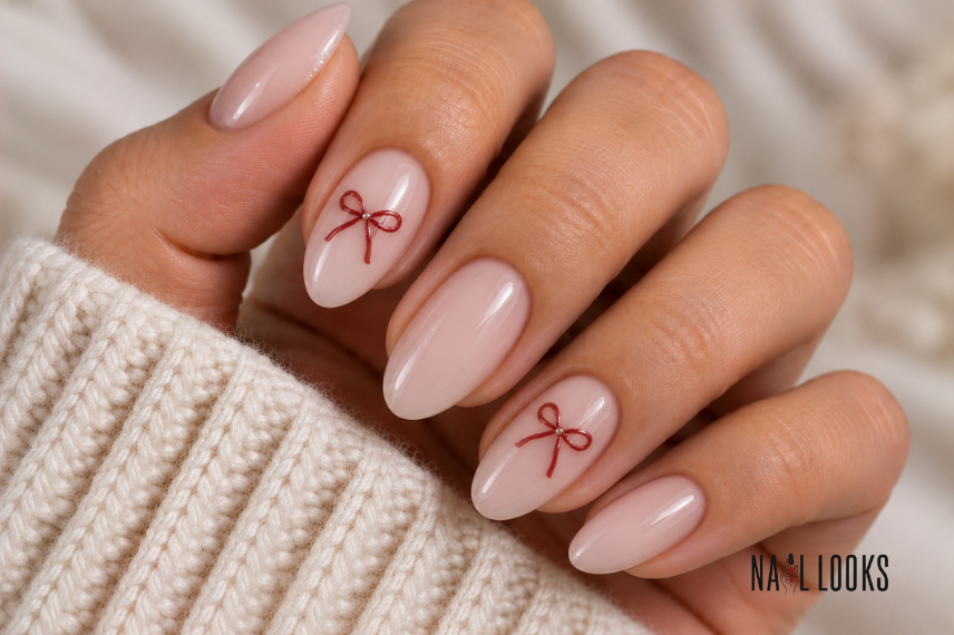 tiny bow nail art design