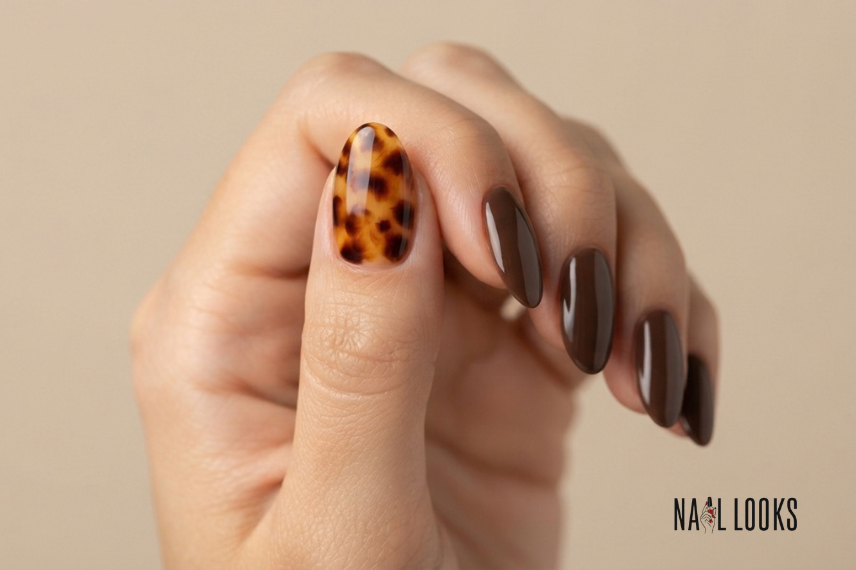 tortoiseshell negative space nail art