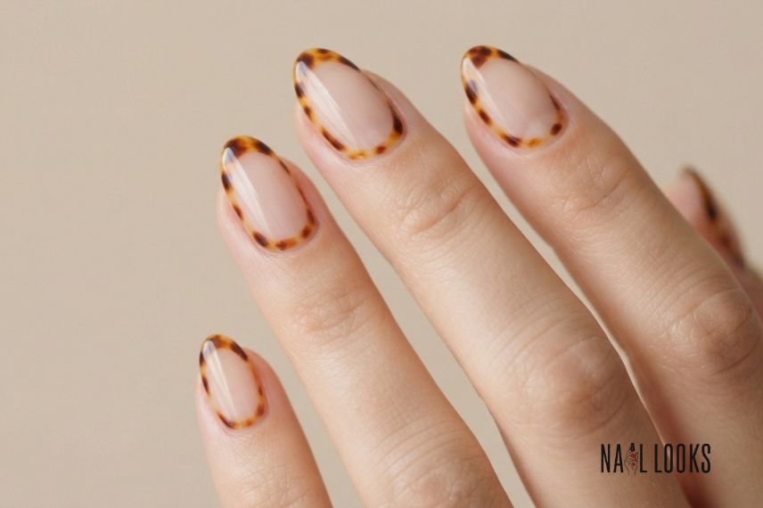 tortoiseshell border nail art with a clear center