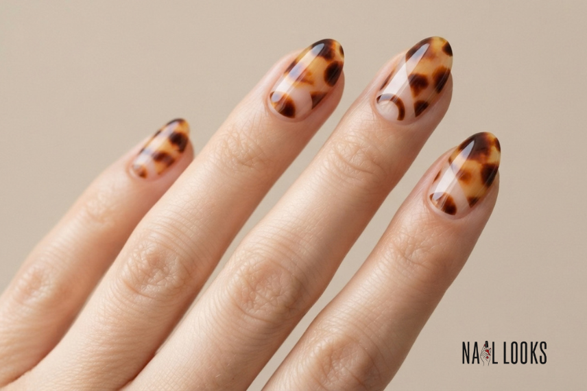 tortoiseshell negative space nail art