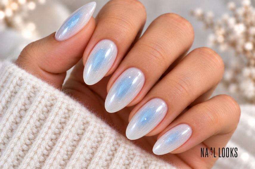 icy blue aura nail design