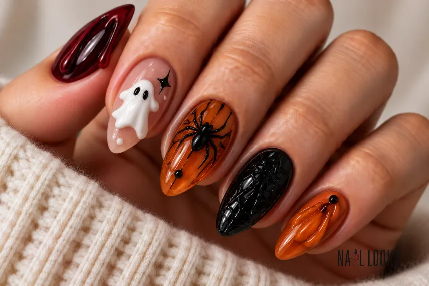 3D Halloween nail art