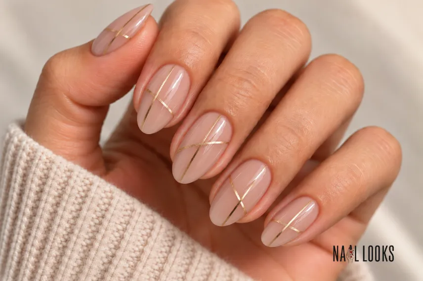 abstract gift-wrap line nail art