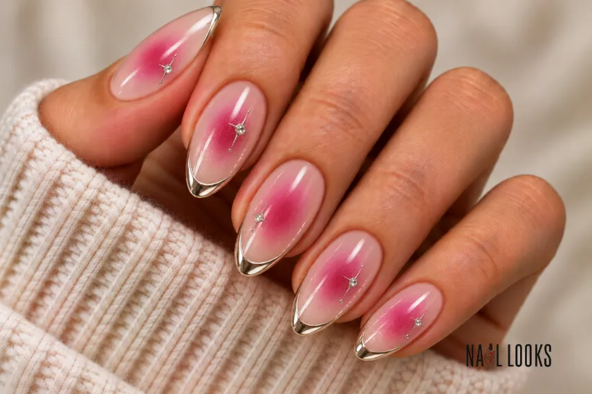 aura French tips with chrome