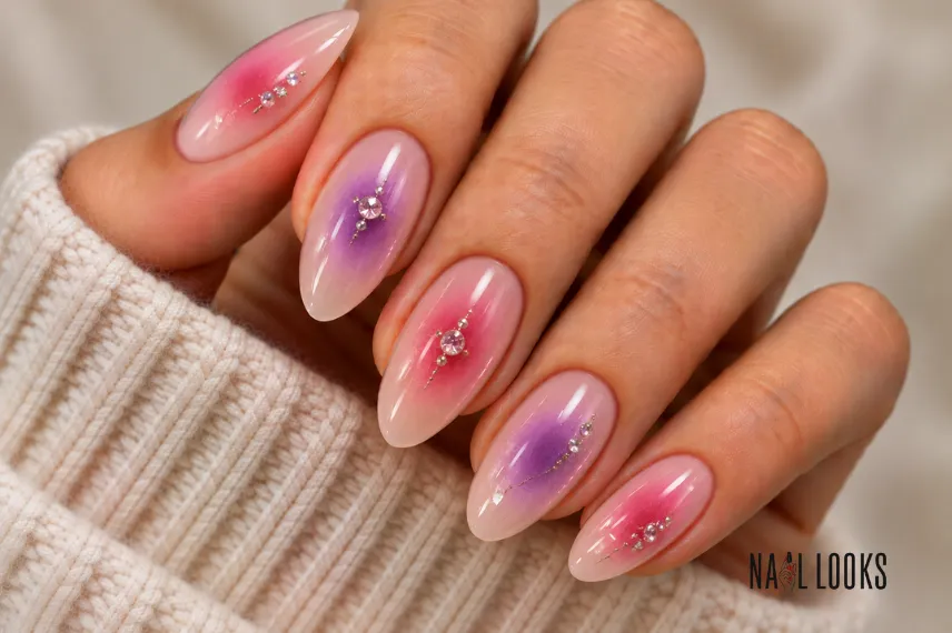 aura nails with gems