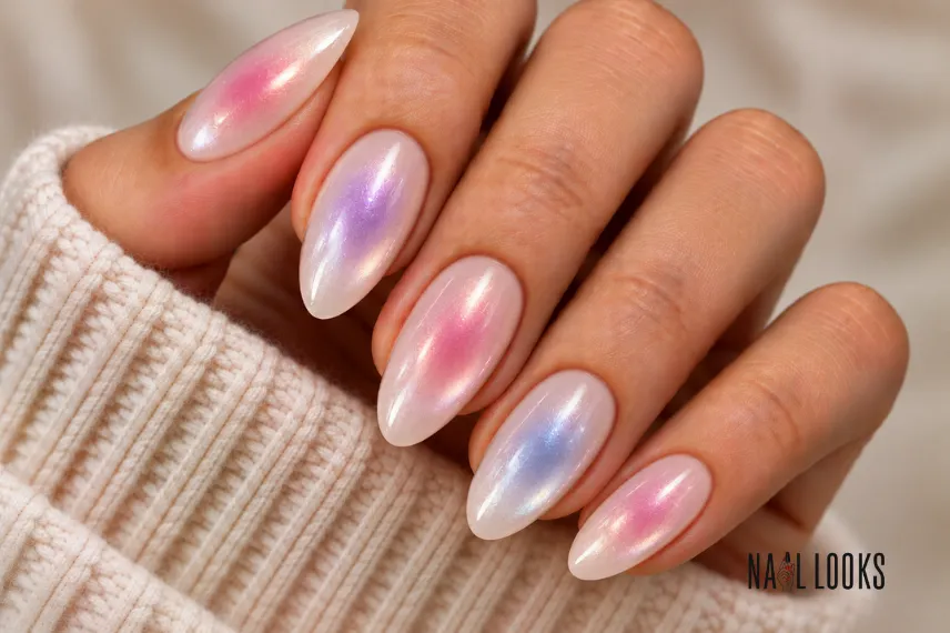 pearl finish aura nails