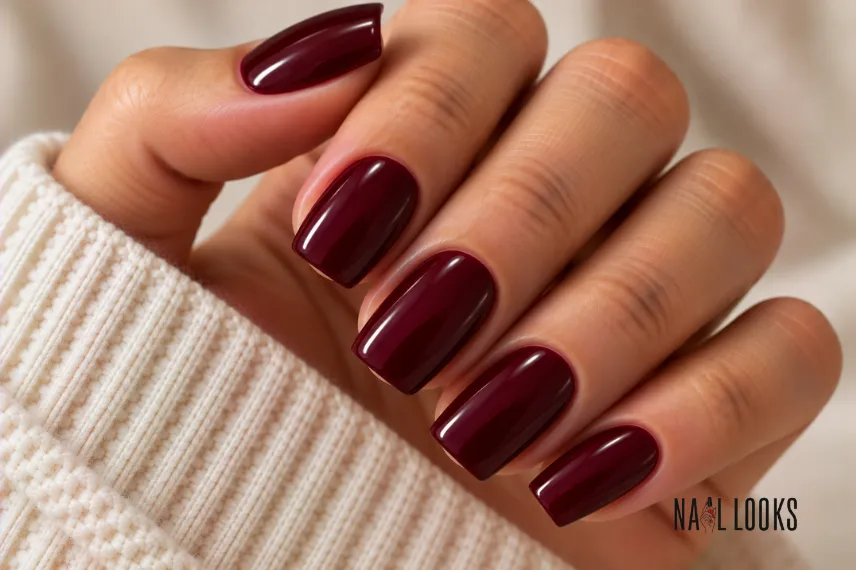 black cherry squoval nails