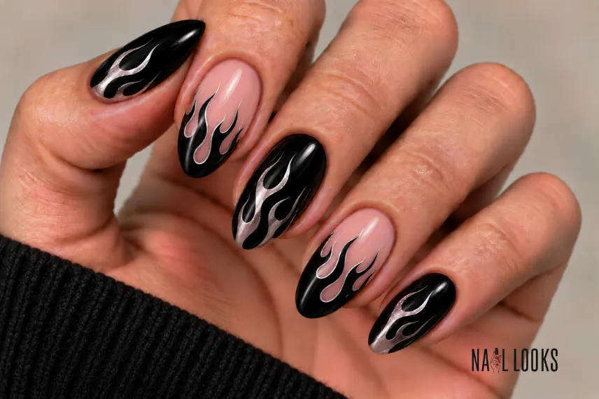 black flame nails