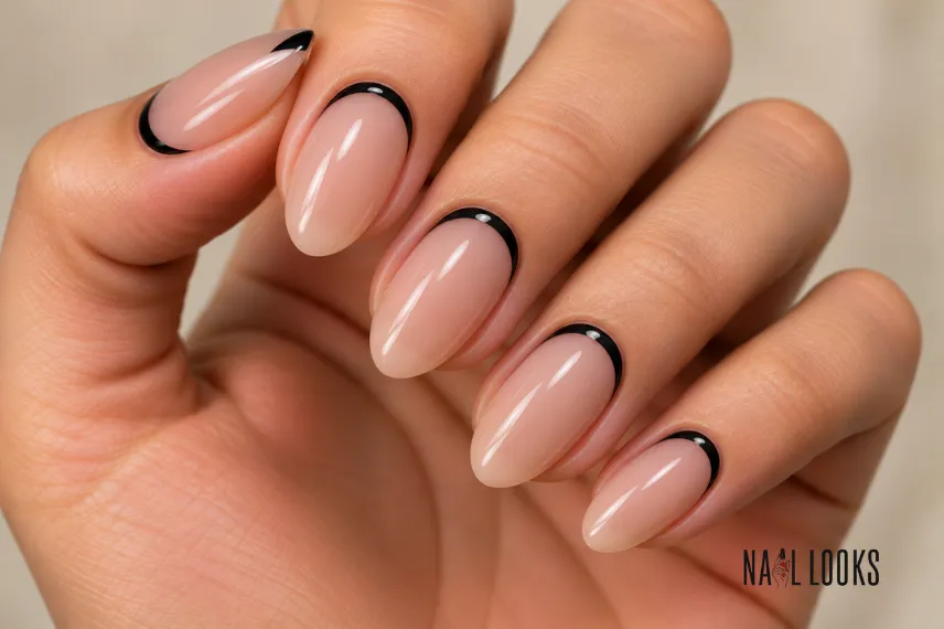 black reverse French nails