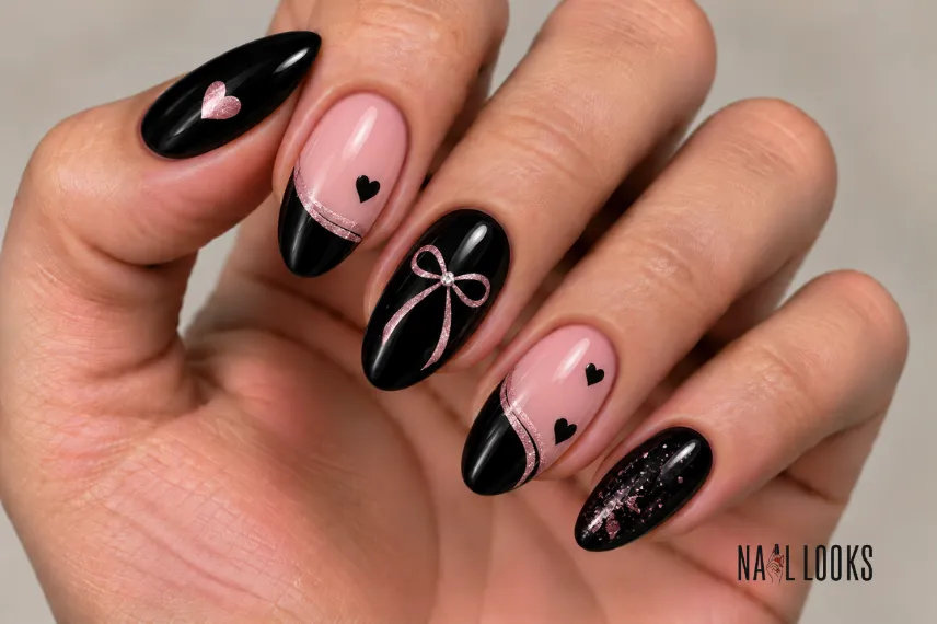 black and pink nails