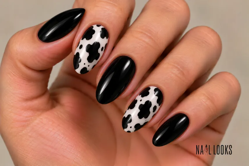 black chequerboard French tips