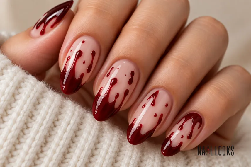bloody drip nail design