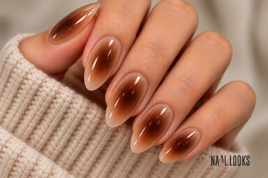 brown aura nails