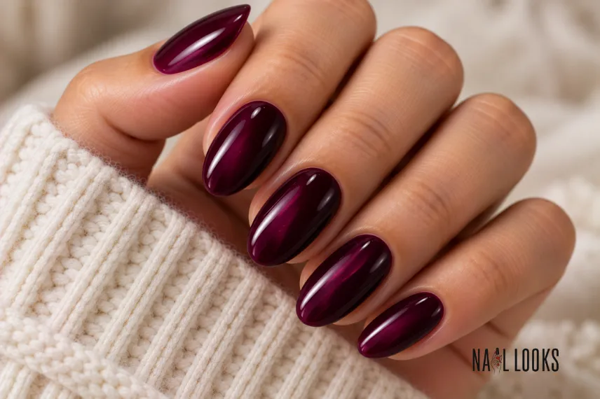 deep purple cherry nail design