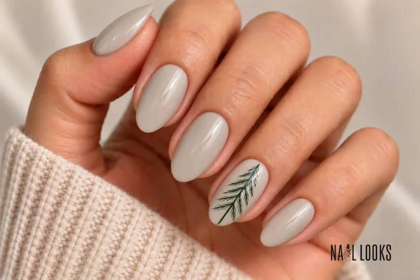 evergreen line art accent nail