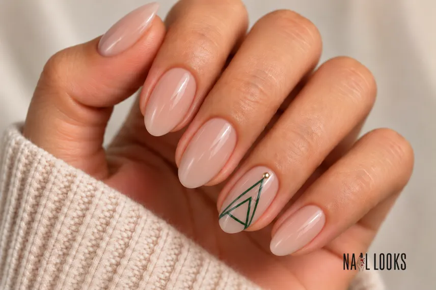 geometric Christmas tree tip nails