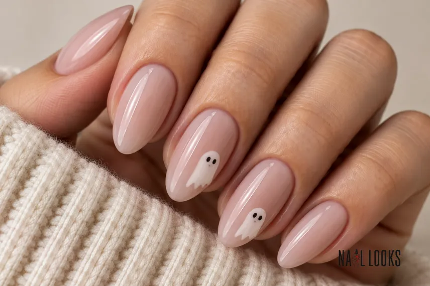 ghost accent nail design