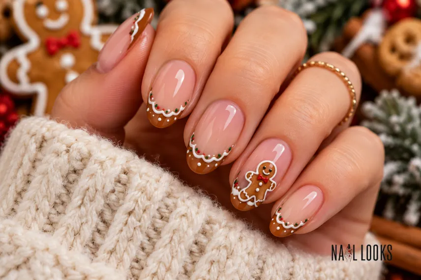 gingerbread micro French tips