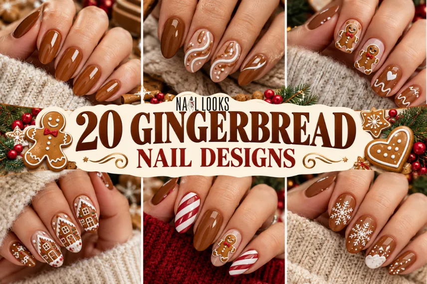 gingerbread nail ideas for a sweet holiday manicure