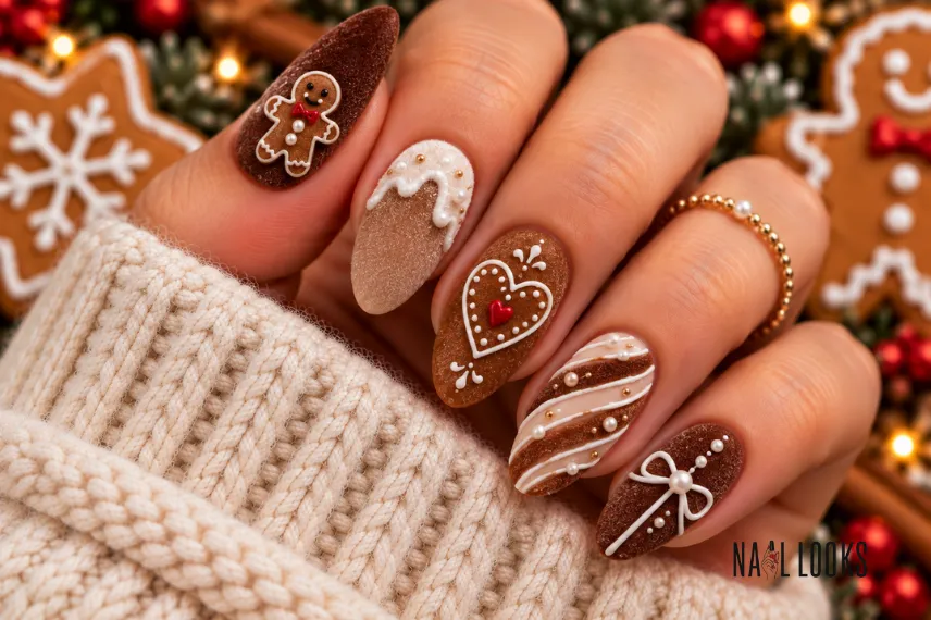 gingerbread velvet nails
