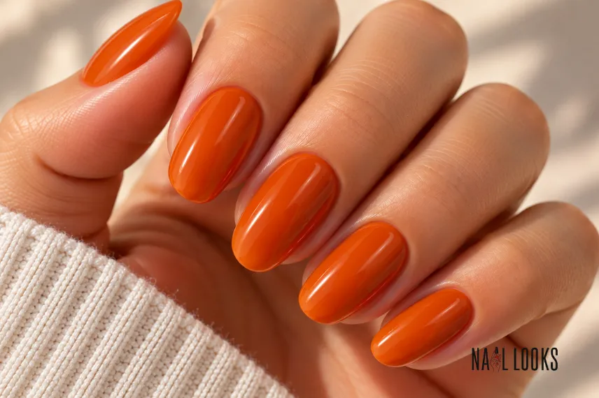 glossy orange nail polish