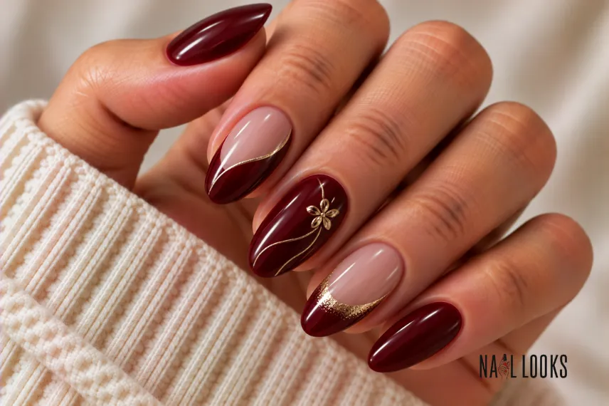 short black cherry nails