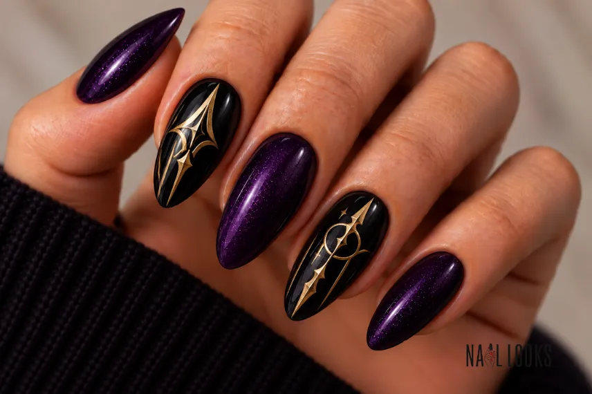 golden weapon-inspired nails