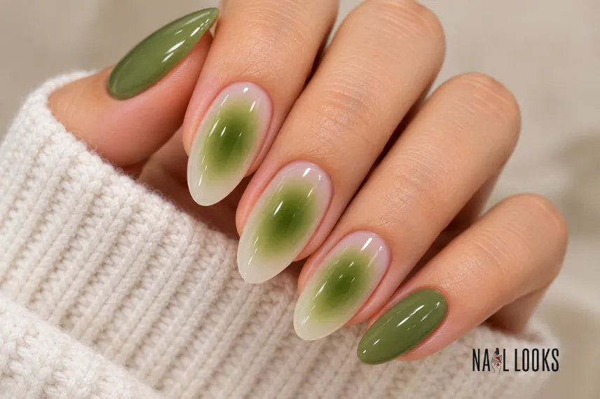 green aura nail design