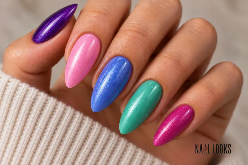 HUNTR/X colour skittle nails