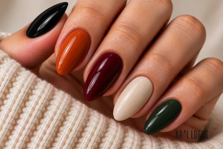 Halloween colour mix nail design