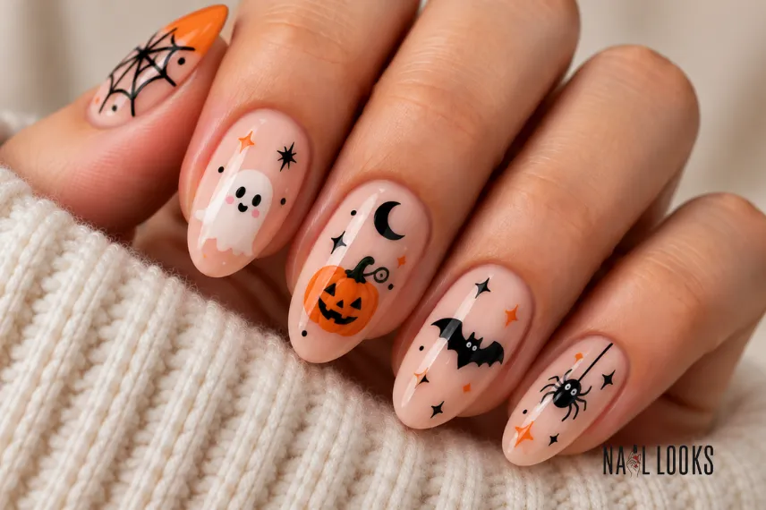Halloween doodle nail art