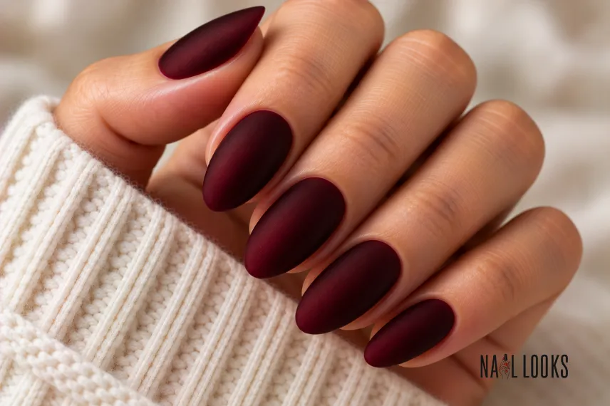 matte black cherry nails