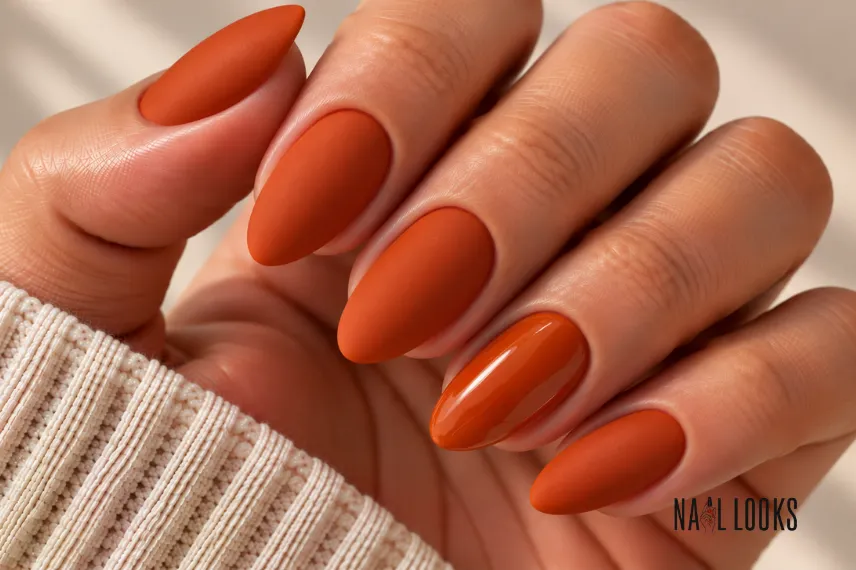 matte burnt orange nails