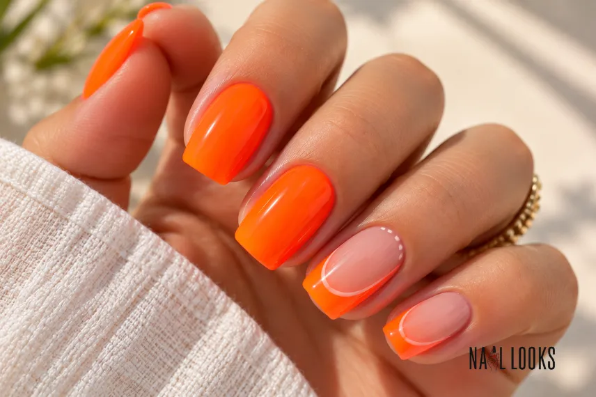 neon orange nail design