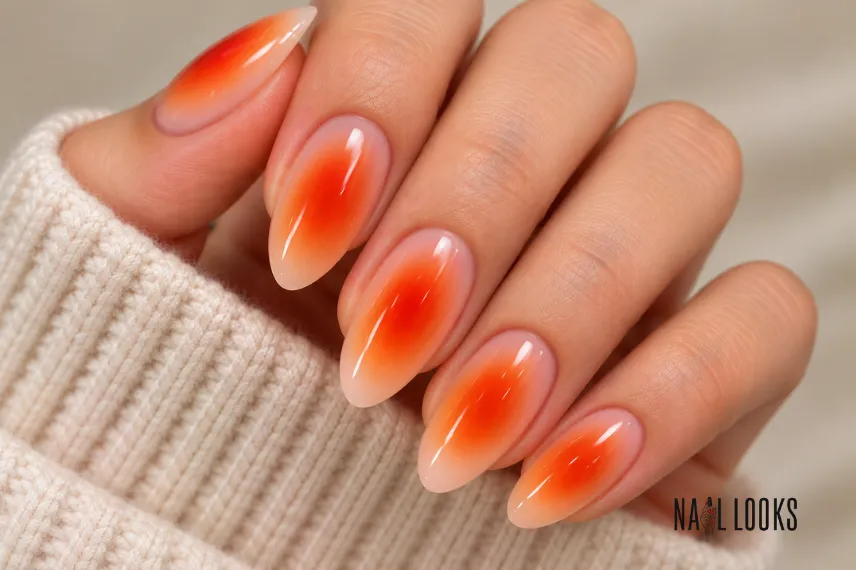 orange aura nail design