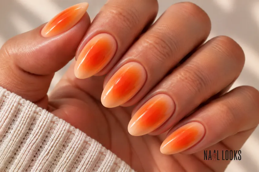 orange aura nail design