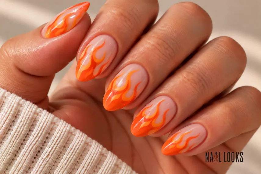 orange flame nail art