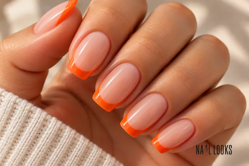 orange French tip nail design