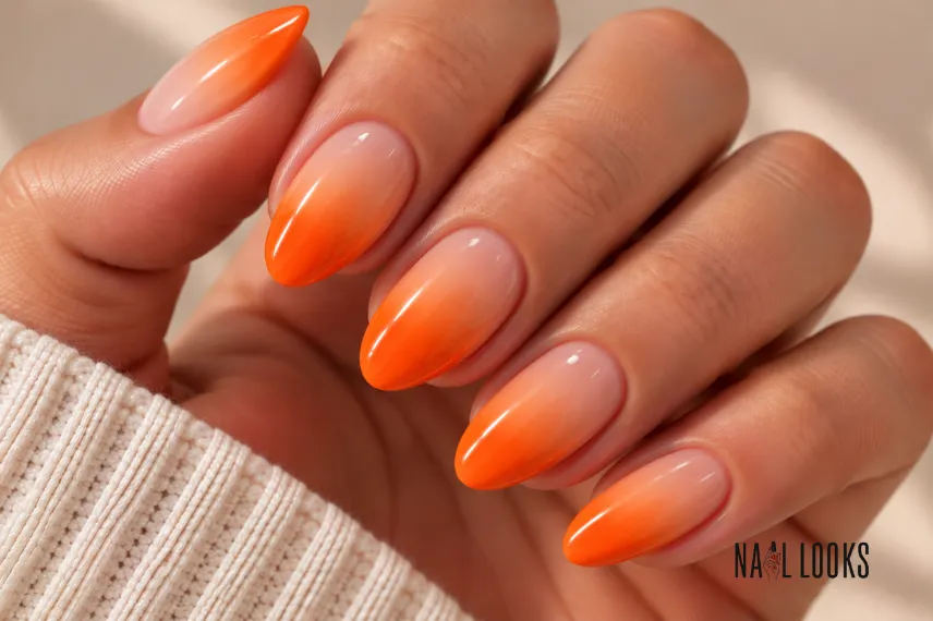 orange ombre nail design