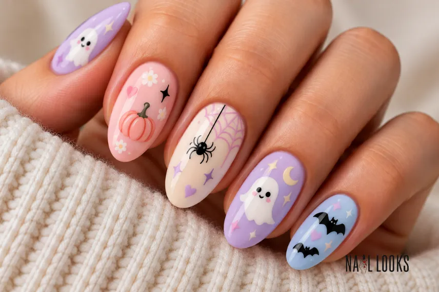 pastel Halloween nail design