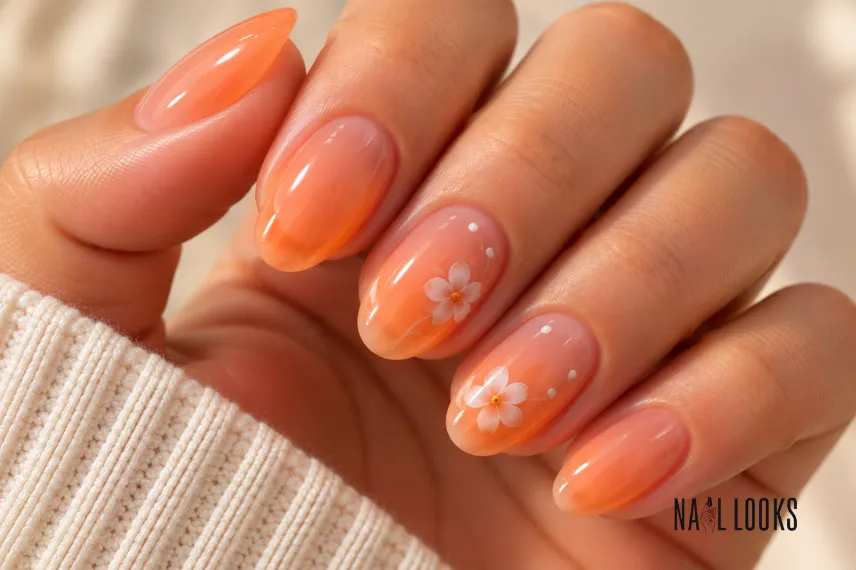 peach orange jelly nail design