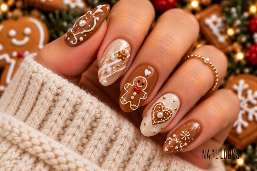 pearl-glazed gingerbread nails