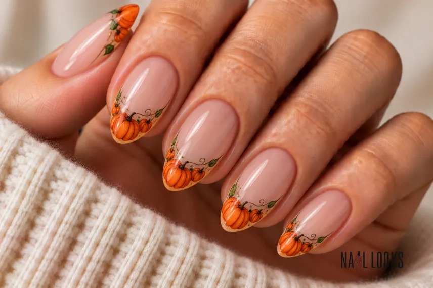 pumpkin French tip nails